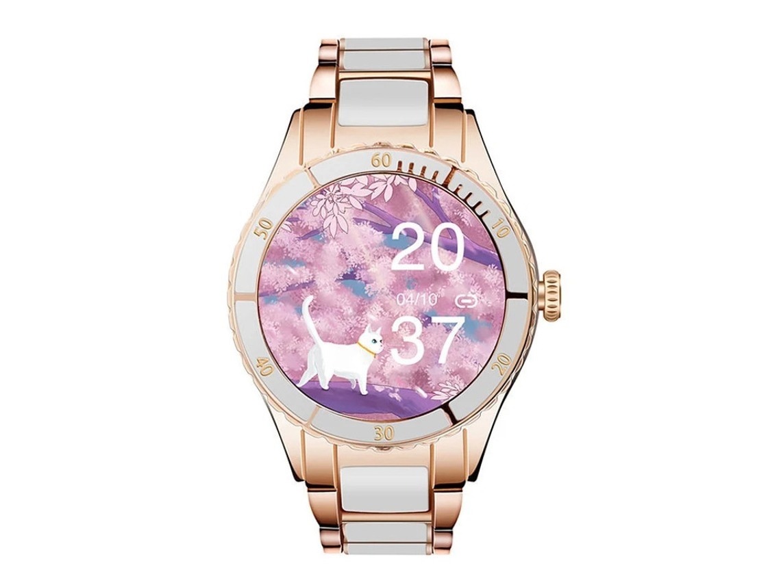 Reloj inteligente para mujer, 200 mAh, TWS, reproducción de música, monitorización de salud 24 horas, Android iOS, Yizhood (blanco)