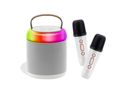Mini máquina de karaoke portátil con altavoz Bluetooth y dos micrófonos inalámbricos para niños y adultos, juguetes musicales P Yizhood