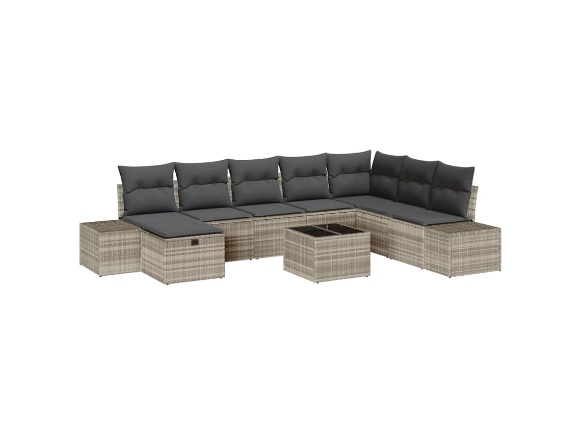 Maison Exclusive - Conjunto De Sofá De Jardín 9 Pcs Gris Claro Poliratán