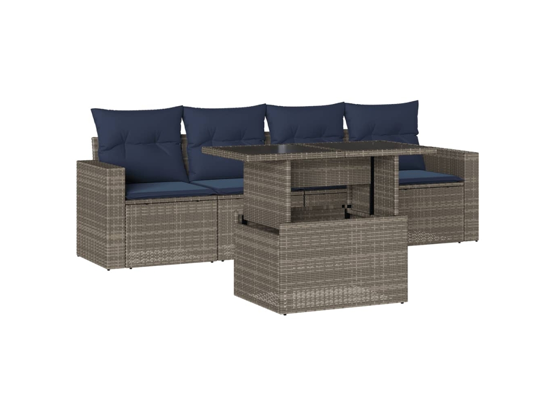 Maison Exclusive - Conjunto De Sofá De Jardín De 5 Piezas Con Cojines, Poliratán Gris