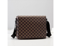 2026-bolso Bandolera De Cuero Plaid Veu Ajustable Para Viajes Oficina Compras 31x8x23cm Marrón