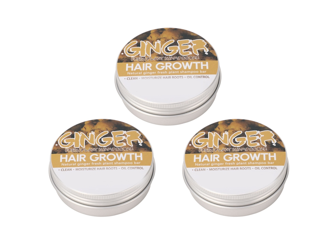 3 Piezas Jabón Shampoo De Jengibre Para Crecimiento Capilar Limpieza Hidratación Nutrición Raíces Control Aceite