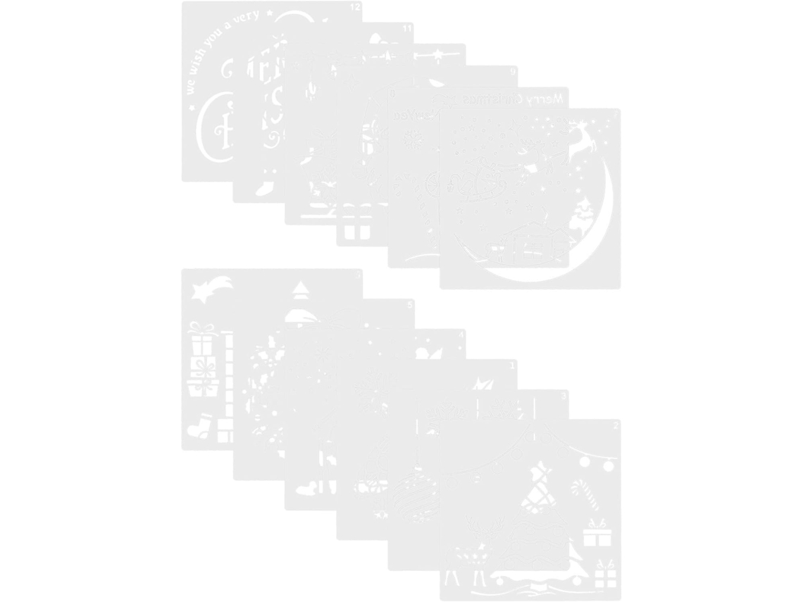 Juego De 12 Plantillas Para Pintar Con Motivos Navideños, Reutilizables Y Lavables, De Pet.