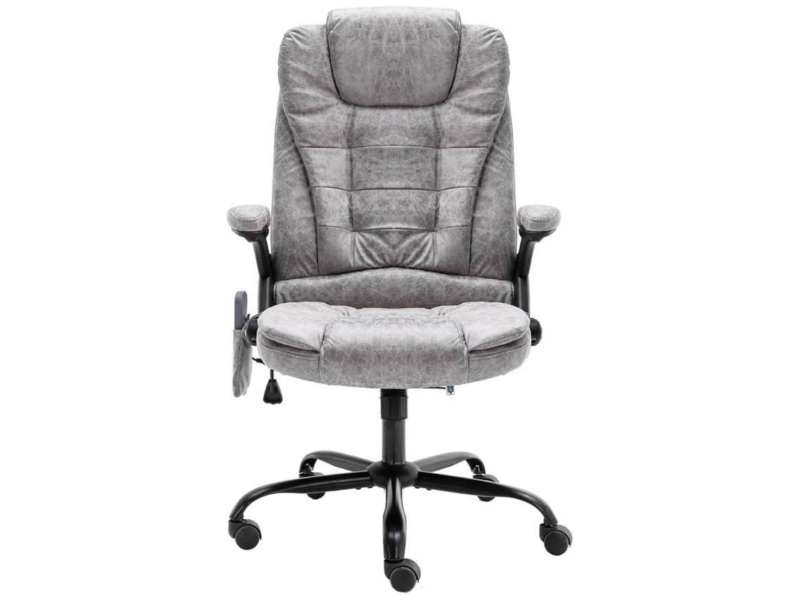 Sillón de oficina con función de masaje de cuero artificial Gris claro M38976