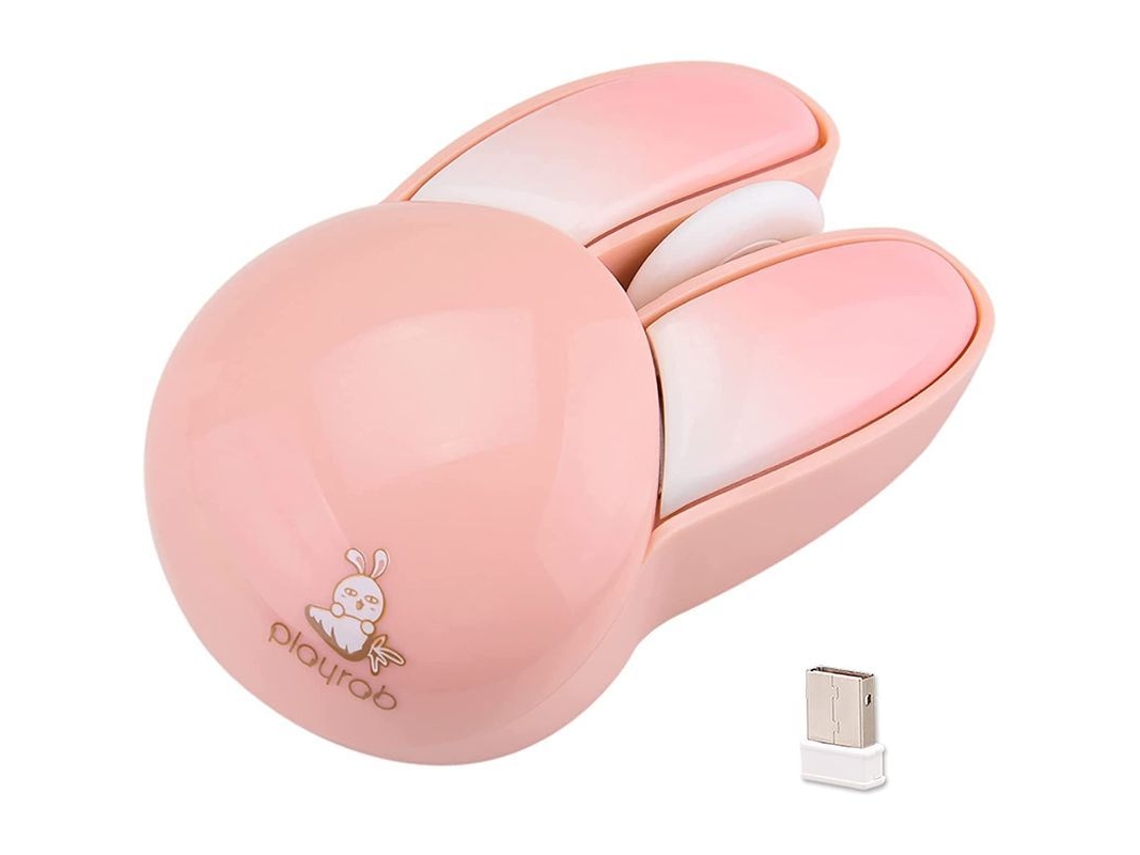 Ratón Inalámbrico Con Forma De Conejito, Ligero Y Silencioso, Conexión 2.4g, Color Caramelo (conejito Rosa).