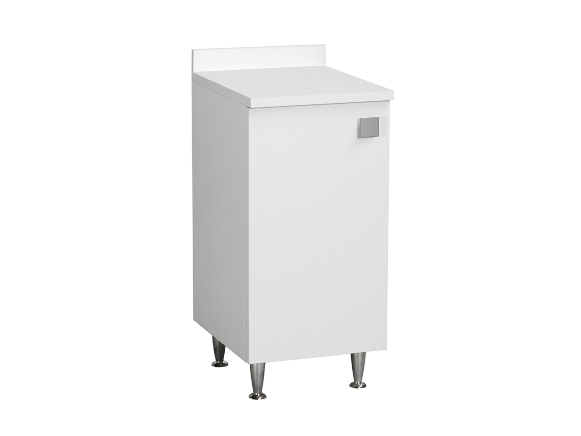 Mueble bajo de 1 puerta, blanco | Mueble compacto con estante ajustable | Ya montado, The White Stone