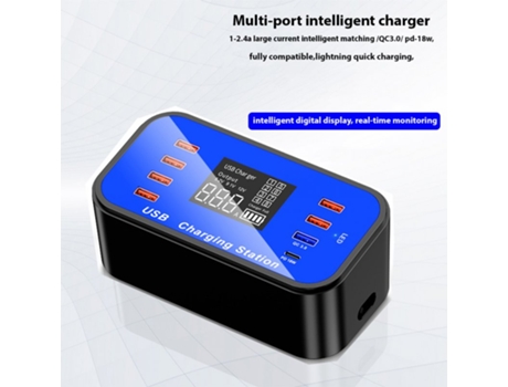 Cargador Puertos Hub Carga Rápida Usb Puerto Múltiple Multicolor