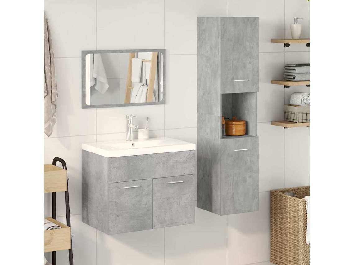 Maison Exclusive - Juego Muebles De Baño 4 Pzas Madera Contrachapada Gris Hormigón