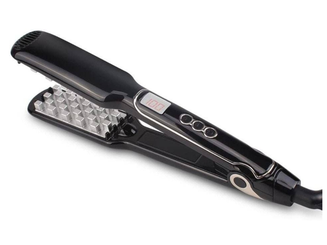 Plancha de pelo dos en uno para cabello húmedo y seco Férula alisadora de cristal cerámico líquido calentada Rosa YEMAESRE