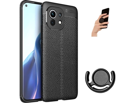 Carcasa, Popsocket y Soporte Xiaomi Mi 11 Rugged Leather Negro