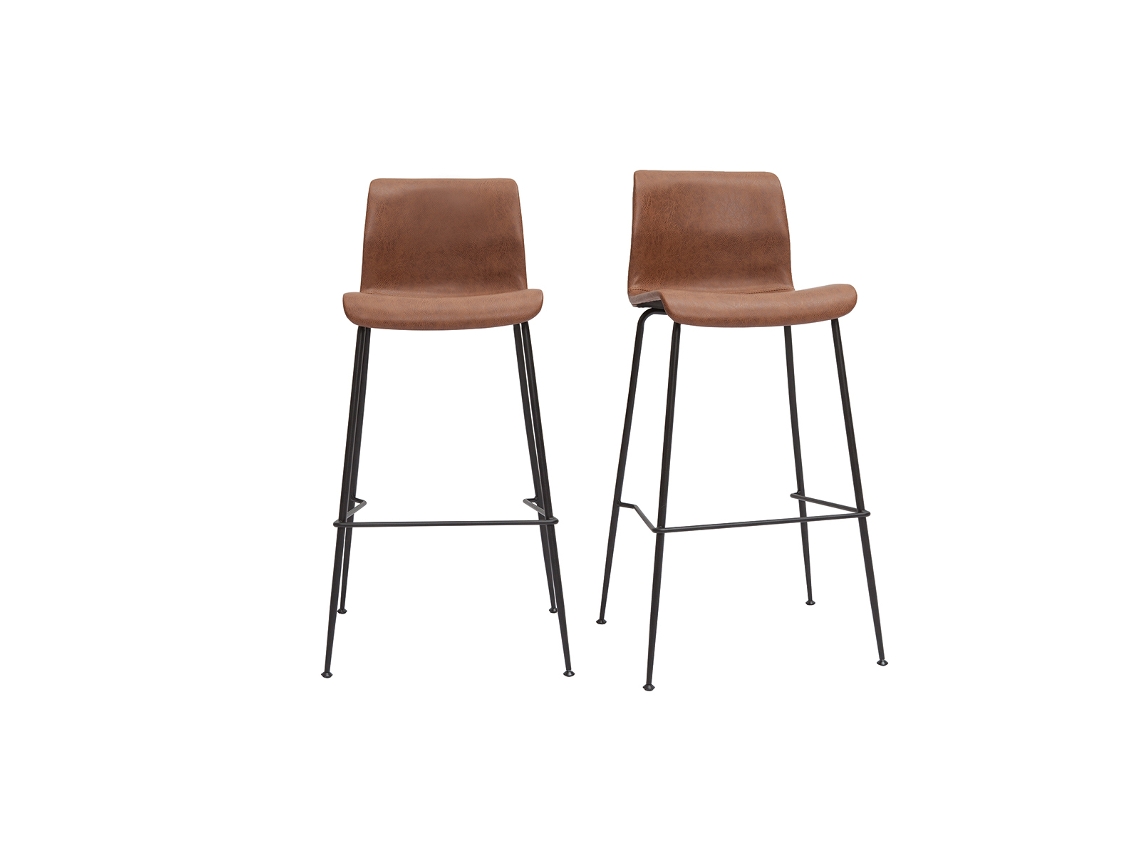 Conjunto de 2 bancos fixos de cozinha envelhecidos em metal castanho e preto 75 cm Harold MILIBOO