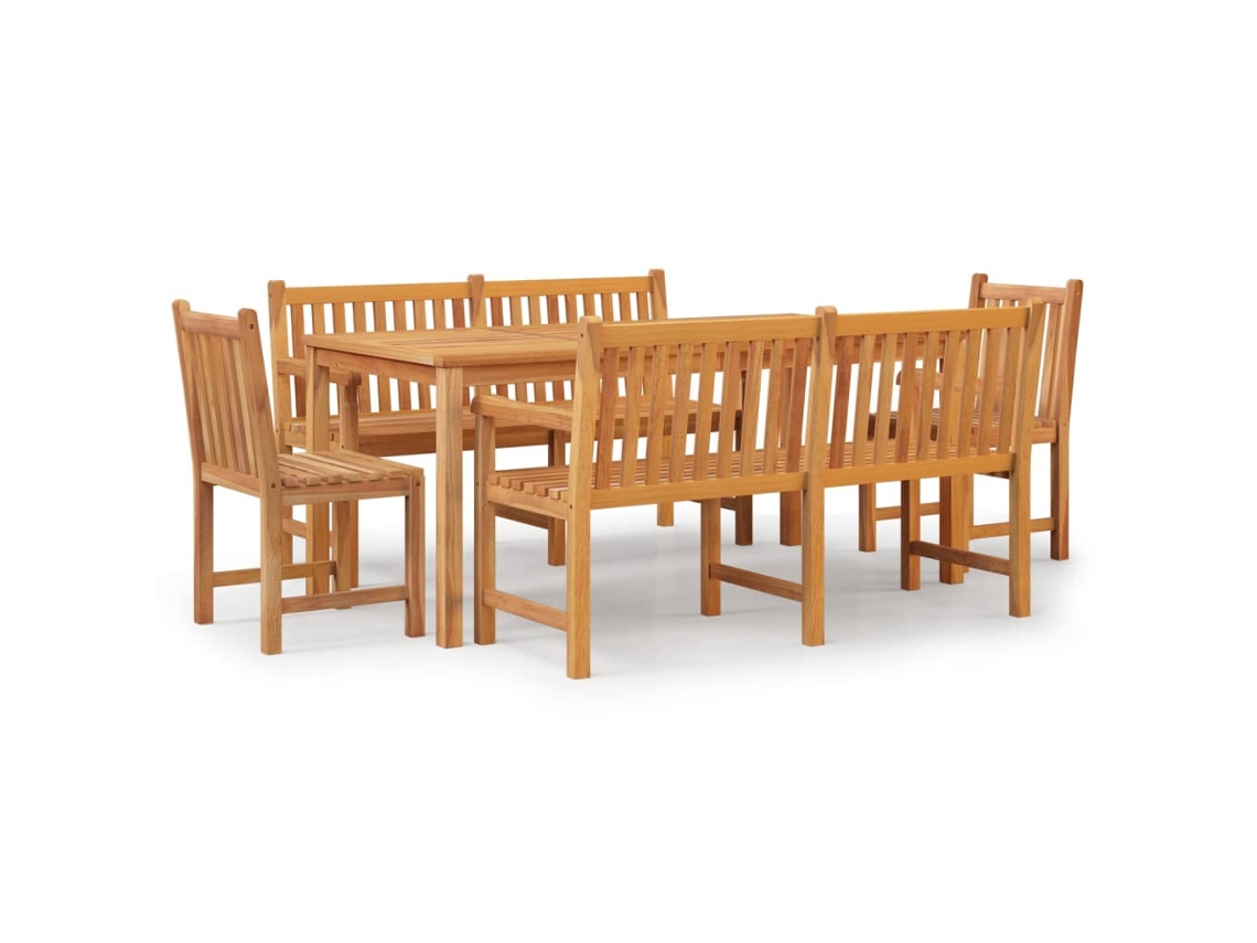 Juego de 5 piezas de comedor de jardín de madera maciza de teca EXCLUSIVA DE LA CASA