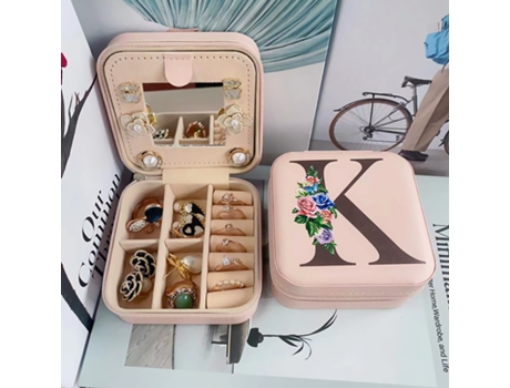 Caja de almacenamiento de joyas con espejo, joyero de madera de doble capa, caja de almacenamiento de pendientes HHZ