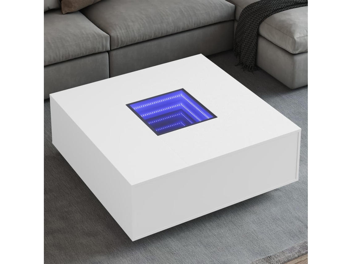 Mesa De Centro Con Led Infinity Blanca 100x100x40 Cm