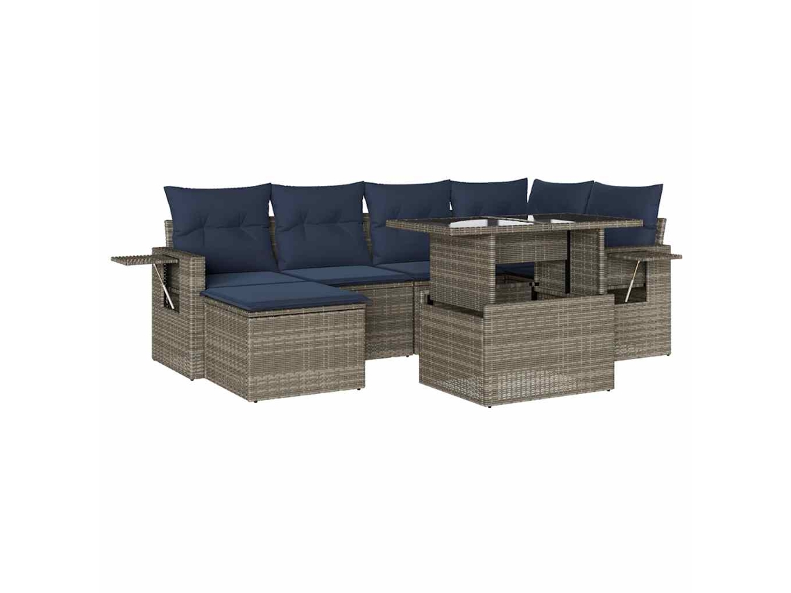 Maison Exclusive - Conjunto De Sofá De Jardín De 7 Piezas Con Cojines, Poliratán Gris