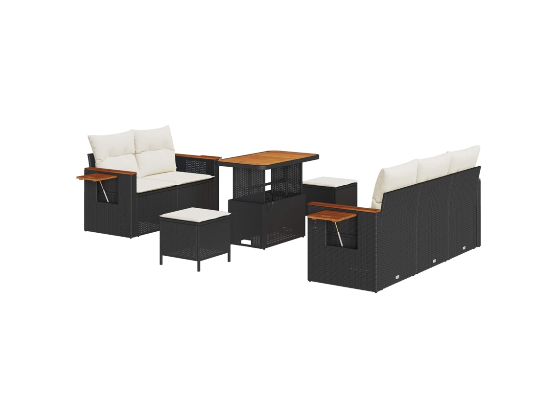 Maison Exclusive - Conjunto De Sofás De Jardín 8 Pcs Negro Ratán Sintético