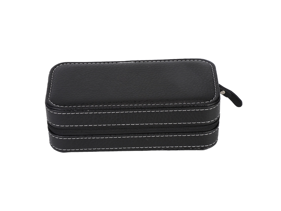 Caja portátil de cuero sintético para guardar relojes con soporte para viajes - Negra