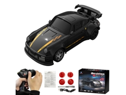 Coche todoterreno teledirigido de alta velocidad, escala 1/64, 2,4 G, tracción a las 4 ruedas, GTR, con luces LED, color negro