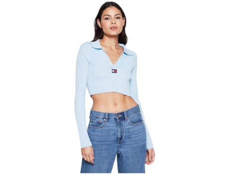 Camiseta de Mujer TOMMY JEANS Jersei Tjw Badge Rib Azul (L)