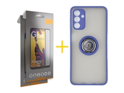 Pack 2 X Película de Vidrio Templado Full + Funda SKYHE para Samsung Galaxy S25 + 5G (PLUS) Gel Bumper con Anillo Azul