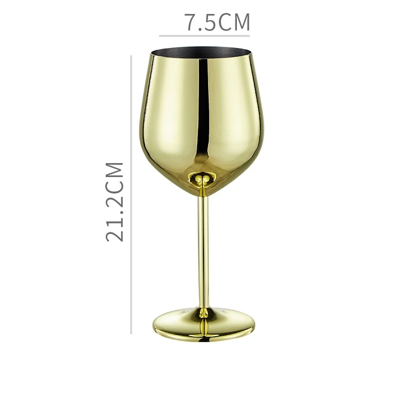 (500 Ml, Color Oro) Copa De Acero Inoxidable 304 Con Tallo, Ideal Para Vino, Bares, Restaurantes Y Para Uso Doméstico.