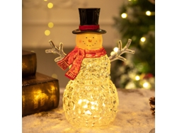 Decoración navideña de Yuysan: Muñeco de nieve rojo iluminado para mesa