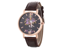 Reloj De Pulsera De Cuarzo Sencillo Y Elegante Con Correa De Cuero Informal Para Hombre Y Mujer (marrón)