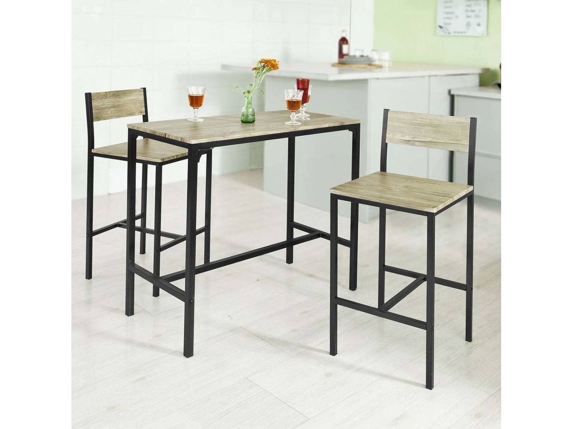 Conjunto de Comedor SOBUY (Marrón y Negro - MDF y Metal - 89x45x86.5cm)