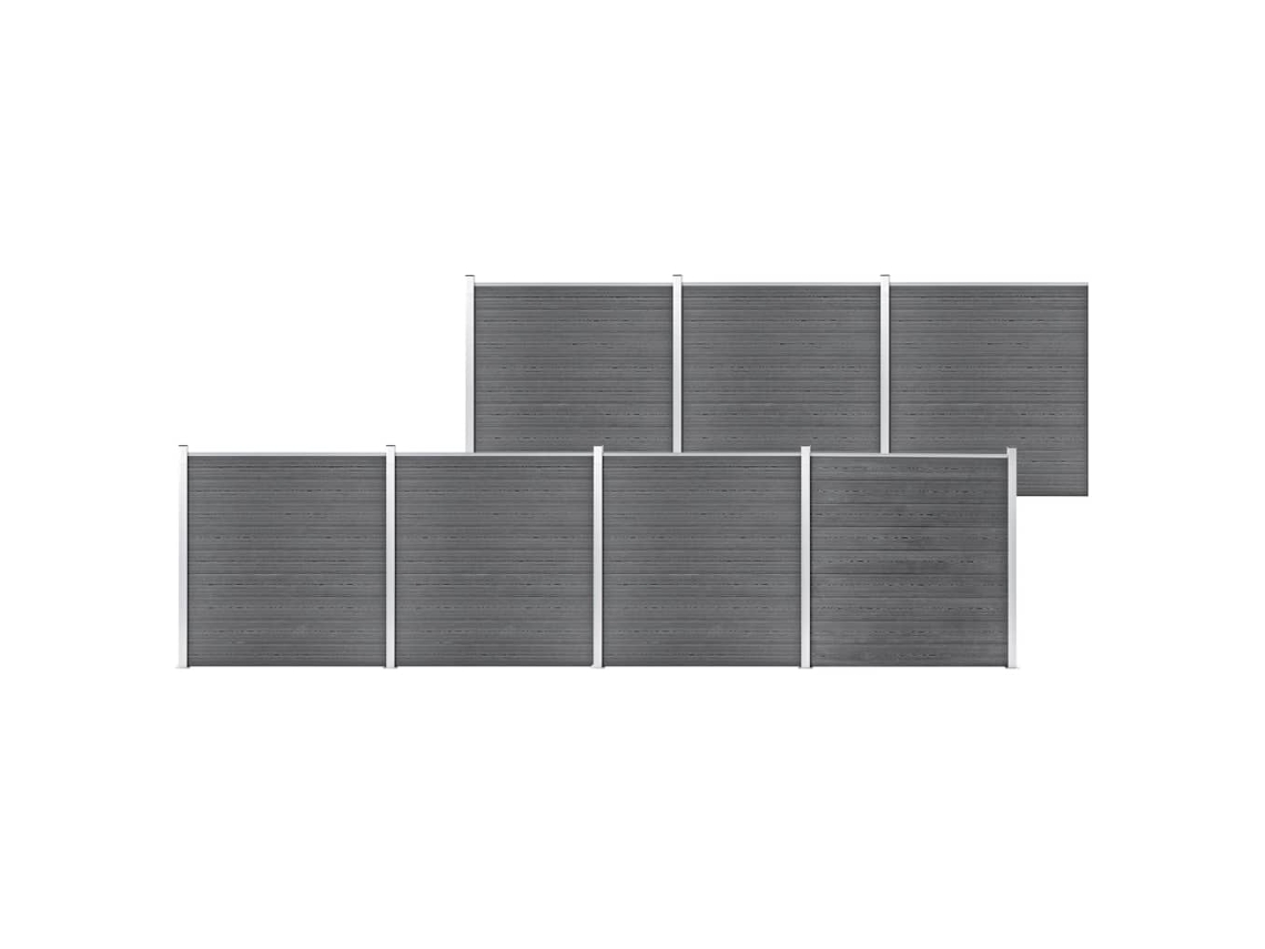 Panel de valla de jardín de 1218 x 186 cm, WPC, gris, DKD, decoración del hogar