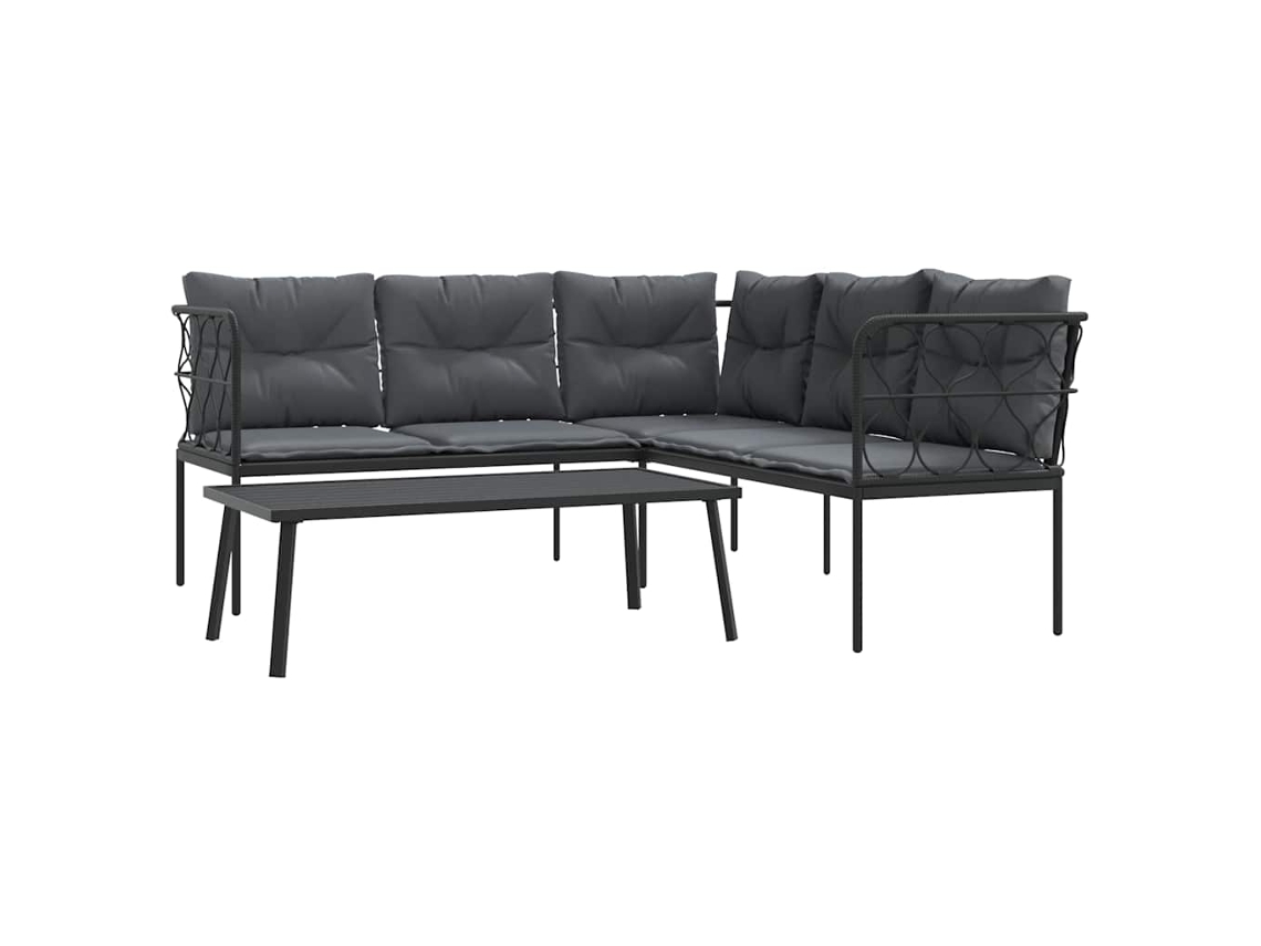 Maison Exclusive - Sofá De Jardín Con Cojines Acero Y Textilene Negro