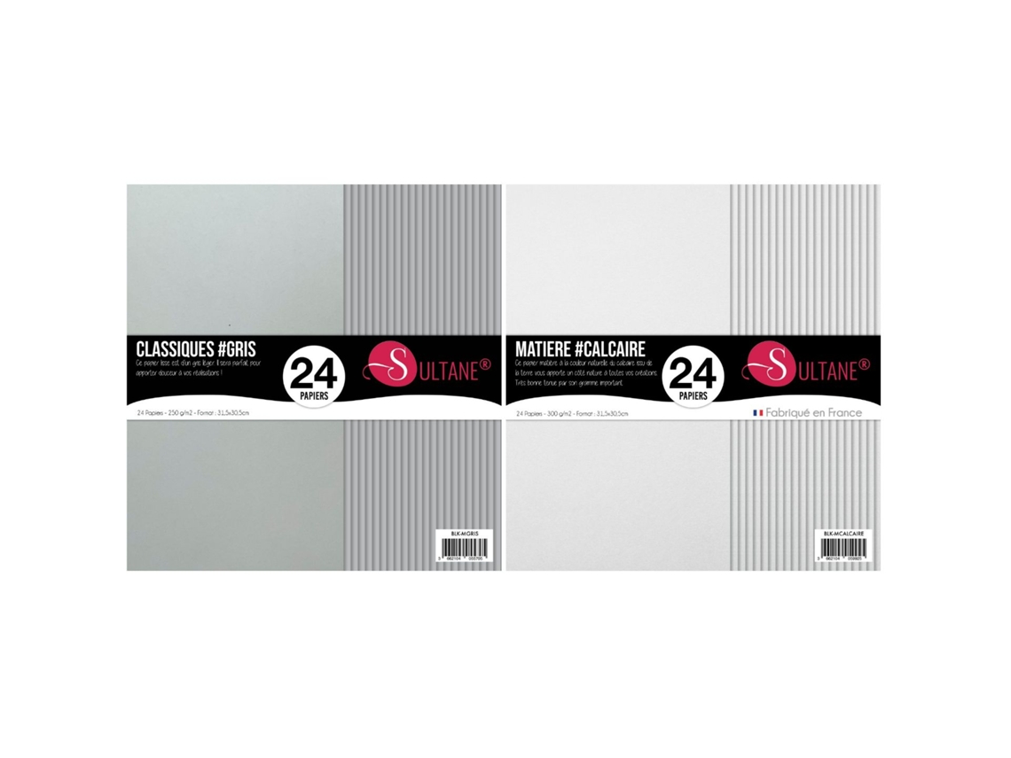 48 papeles de scrapbooking Caliza + Gris - 300g/m2