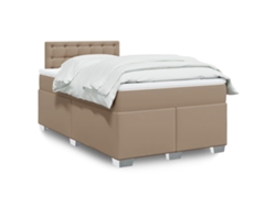 Cama Box Spring Con Colchón Cuero Sintético Capuchino 120x190cm