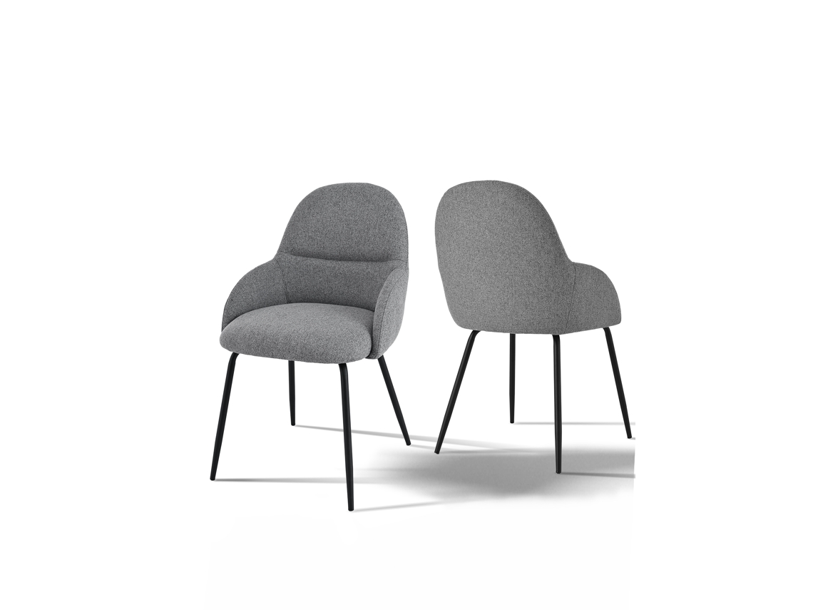 Sillas De Comedor Goeurvant 1438(pack De 2, Gris Paloma, Tela)