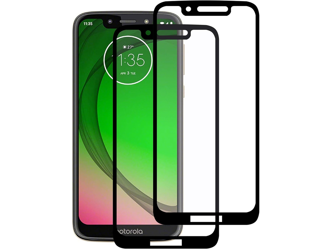 Conjunto de Protectores de Pantalla Play Sem Bolha Dureza Cobertura Total Proteção para Motorola Moto G7 Play 5.7 HONGWE. Vidrio Templado Negro (2un)