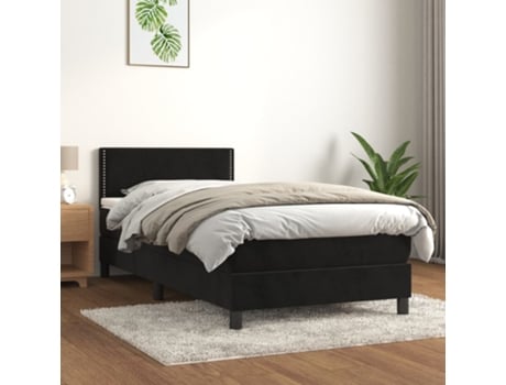 Cama con somier VIDAXL (Negro - Terciopelo - 193 x 90 x 88 cm)