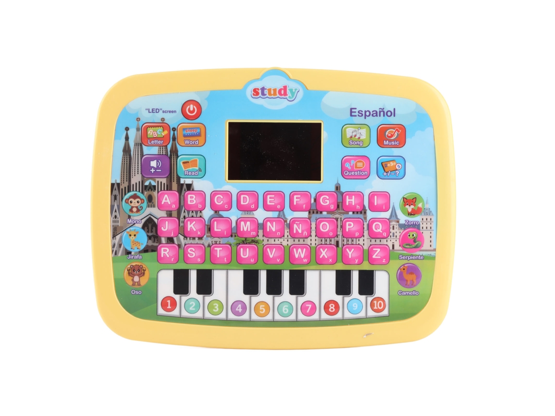 Ats-tableta De Aprendizaje De Español Led Para Niños Pequeños Alfabeto Números Matemáticas Juguete Educativo Amarillo