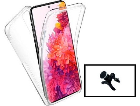 Kit Carcasa 3x1 360° Impact Protection + 1 GripHolder + 1 Soporte Xiaomi Poco X4 NFC PHONECARE Transparente y Blanco