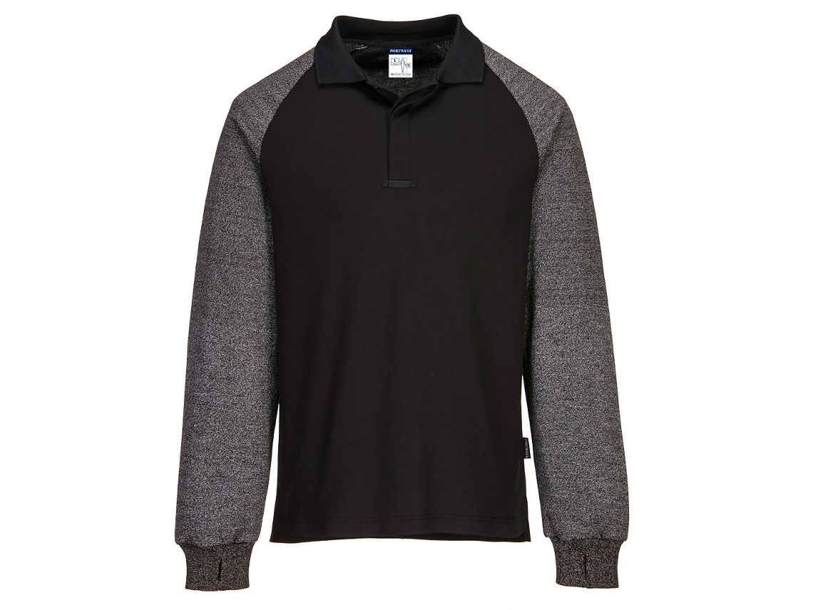 Polo De Manga Larga Con Mangas Resistentes A Cortes Negro / Xxxl