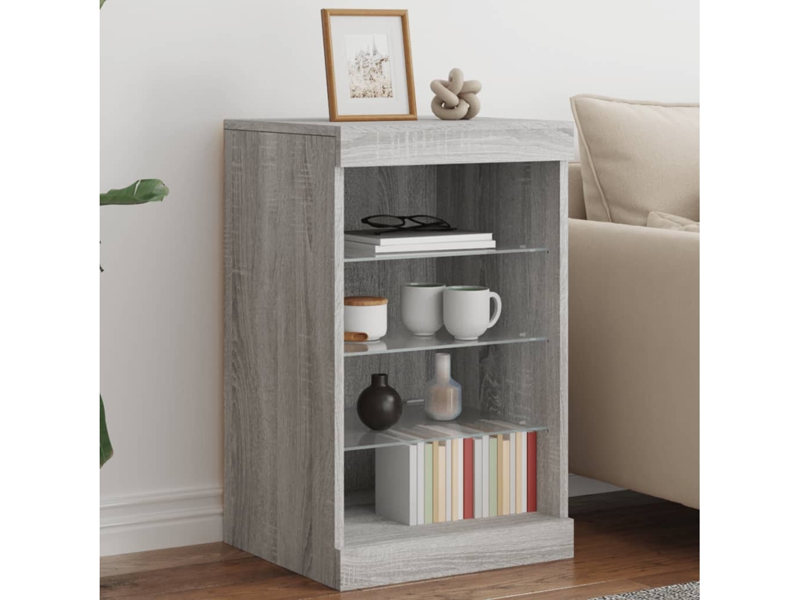 Aparador Con Luces Led Gris Sonoma 41x37x67 Cm
