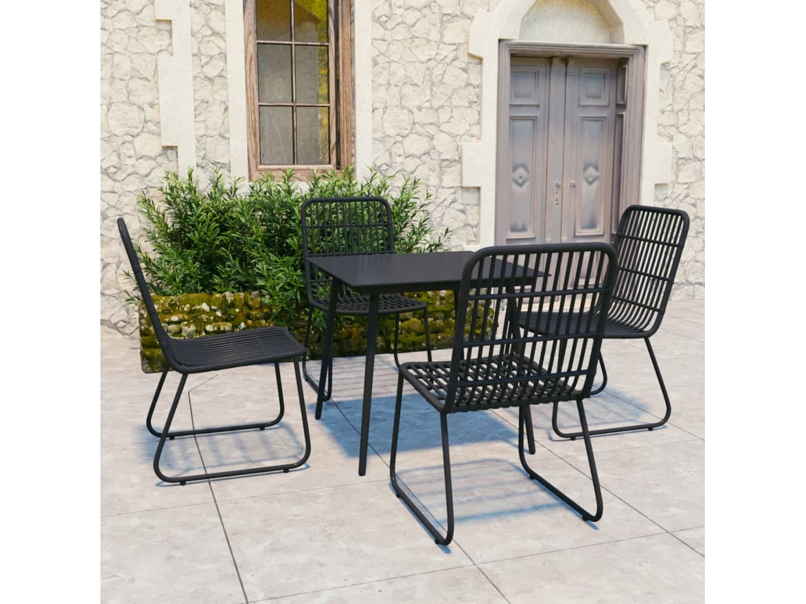 Juego de comedor para exteriores de mimbre, polietileno y vidrio, DKD Home Decor