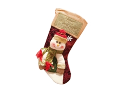 Calcetín navideño personalizado hecho a mano con muñeco de nieve