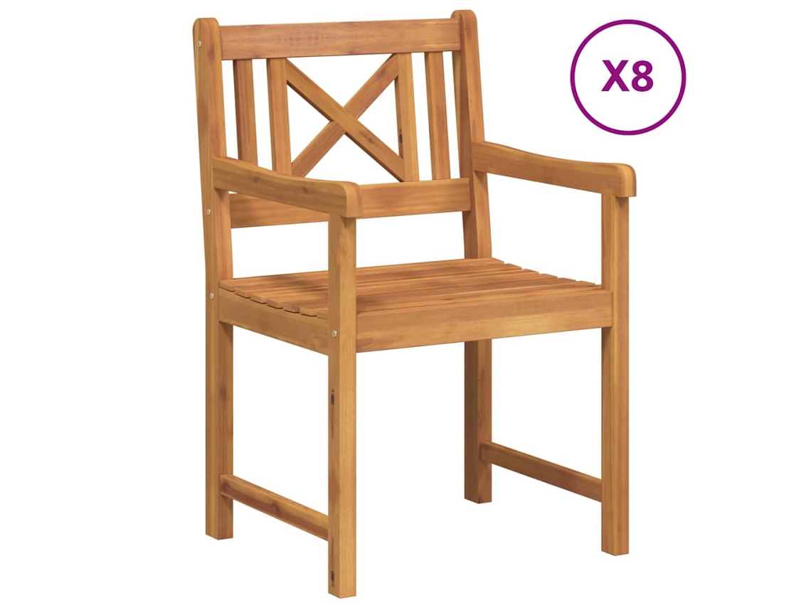 Maison Exclusive - Banco De Exterior 8 Pcs Natural 56 X 55,5 X 90 Cm