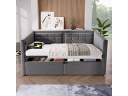 Sofá Cama Tapizado 90x200 Cm, Sofá Cama Individual Con Almacenaje Hidráulico Y Estación De Carga Usb Type-c, Gris, Sin Colchón.