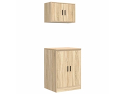 Juego de gabinetes de garaje de 2 piezas fabricado en madera de roble Sonoma, EXCLUSIVO DE MAISON