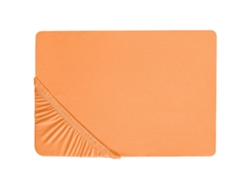 Sábana Inferior Ajustable BELIANI Janbu (200 x 200 x 30 - Algodón - Naranja)