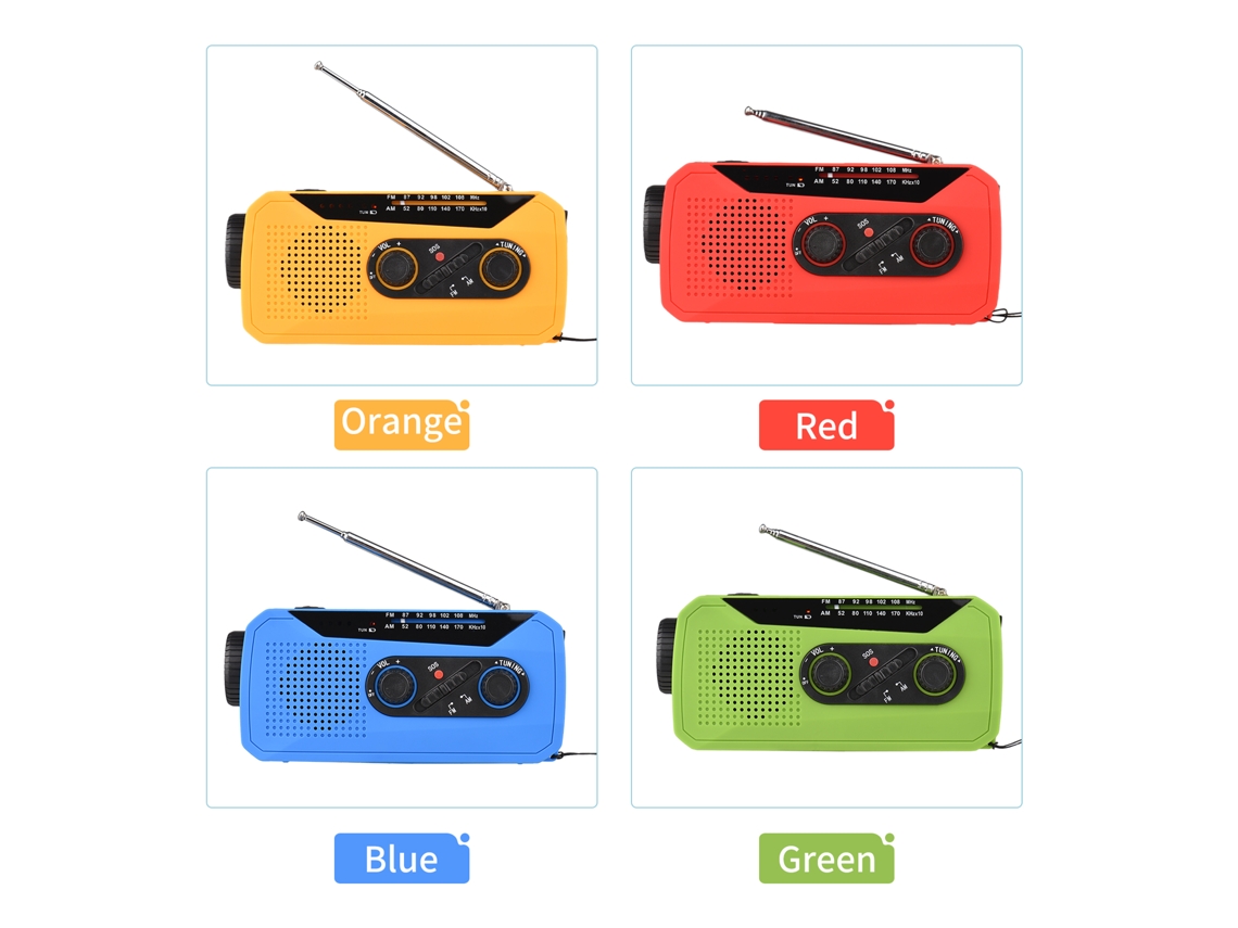 2026-radio Solar De Emergencia Con Manivela Linterna Am/fm Puerto Usb Para Camping Senderismo Batería Recargable Alarma Sos