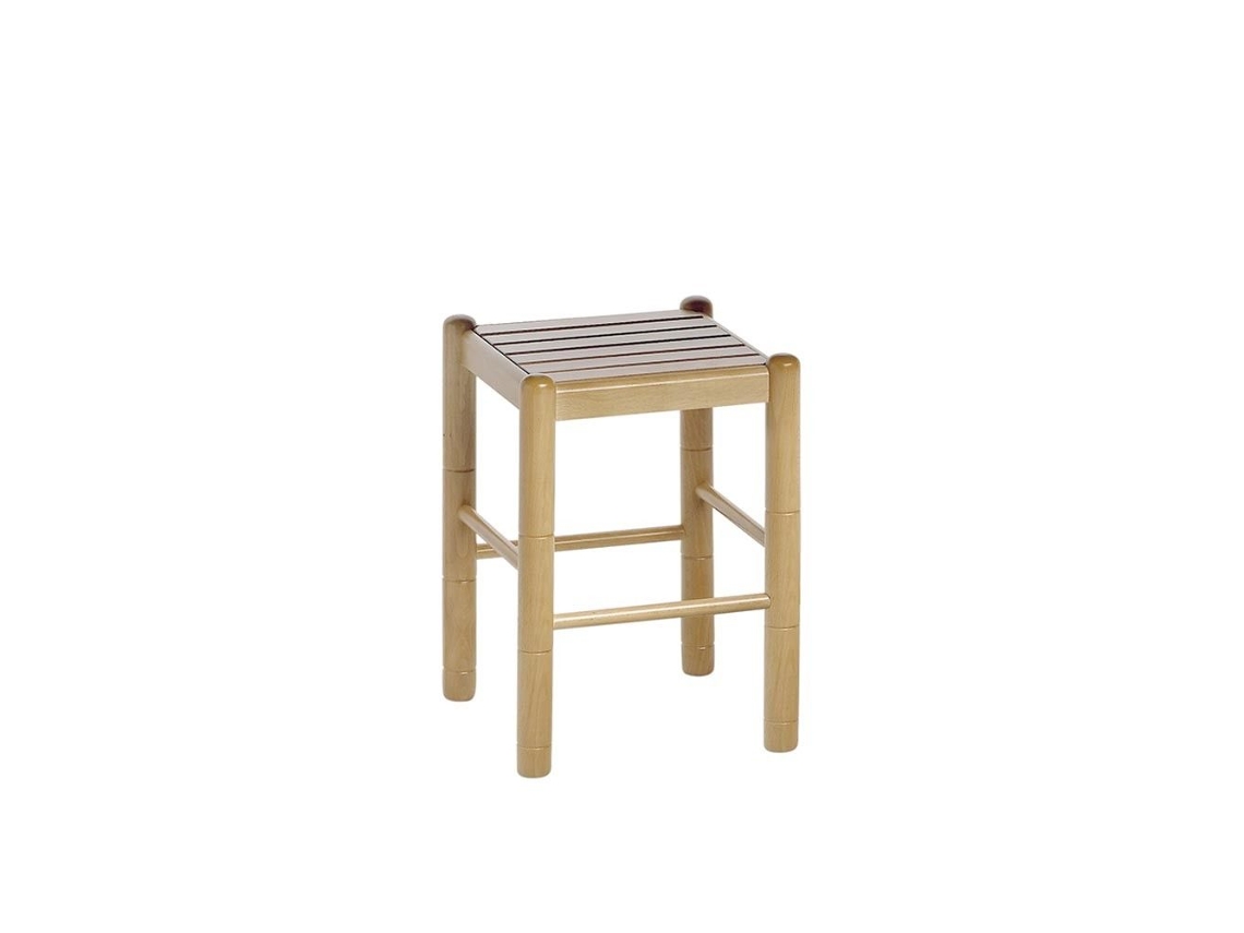 Banqueta Clássica de Madeira Natural 32x46x32cm Mónica Ripas Naturais FANMUEBLES