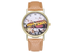 Reloj De Pulsera Analógico De Cuarzo Con Dial Redondo Para Mujer Y Hombre Zhoulianfa Beige