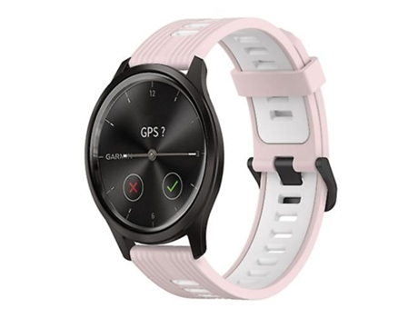 Correa para Garmin Move Style 20 mm Patrón vertical Correa de reloj de silicona bicolor rosa-blanco VENISYMLIS