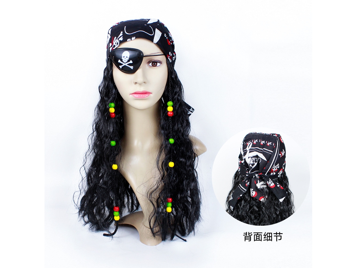 Peluca de calavera pirata para cosplay de baile de máscaras de Halloween, talla única YUNZII
